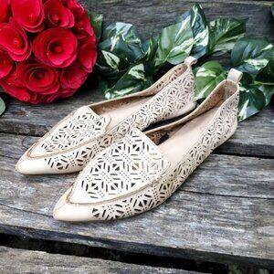 Leather Laser Cut Flats Ballet Loafer Blush Pink Nude Balletcore Summer